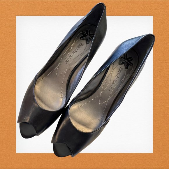 ENZO ANGIOLINI AEJAMESONBR Black Leather Heels Size 8 M - Picture 5 of 13